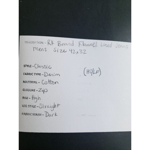 RK Brand Flannel Lined Jeans Men's Size 42x32 - Picture 10 of 11